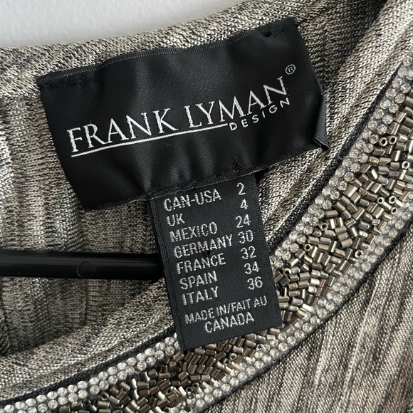 Frank Lyman Beaded Open Shoulder Long Sleeve Top - Picture 4 of 5